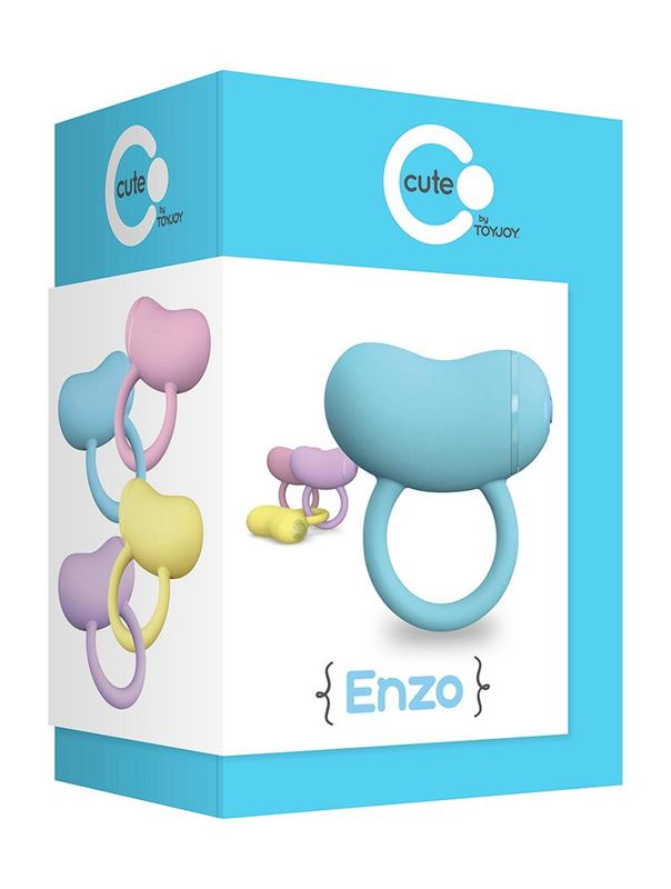 Голубое виброкольцо на пенис ENZO COUPLES RING 