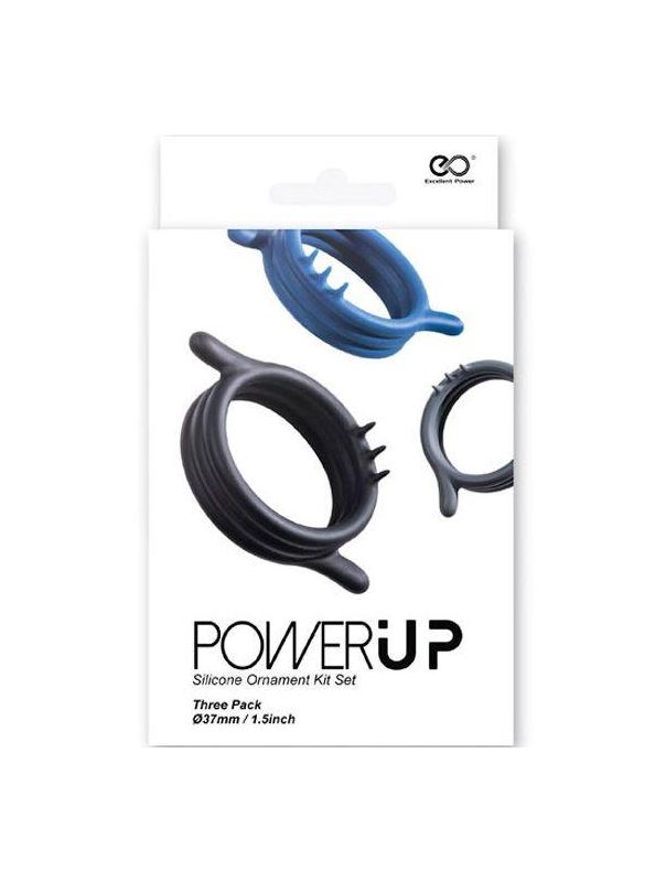 Набор из 3 разноцветных эрекционных колец Power Up с шипами и усиками
