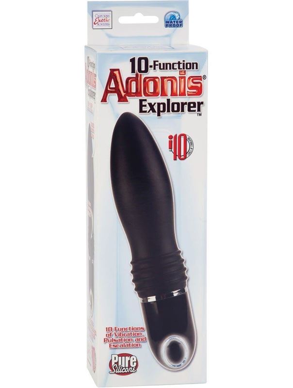 Чёрный вибромассажер 10-Function Adonis Explorer - 20,3 см.