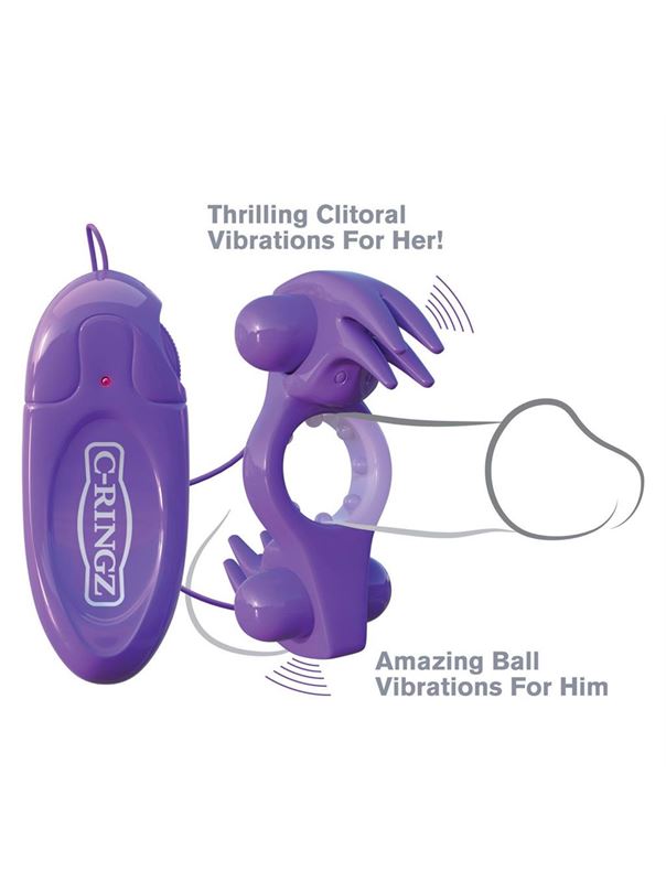 Фиолетовое эрекционное кольцо с вибрацией Wonderful Wabbit