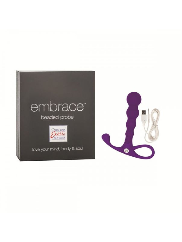 Фиолетовый анальный вибромассажер Embrace Beaded Probe