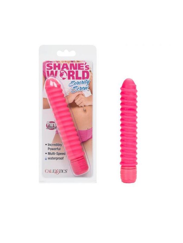Розовый вибратор со спиралевидным рельефом Sorority Screw (12,75 см)