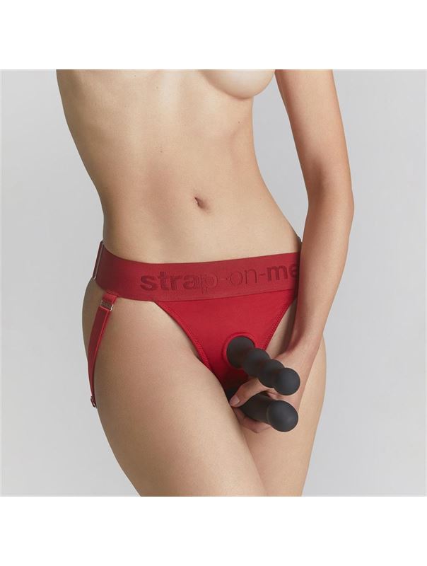 Красные трусики для фиксации насадок Strap-on-me Harness Lingerie Unique