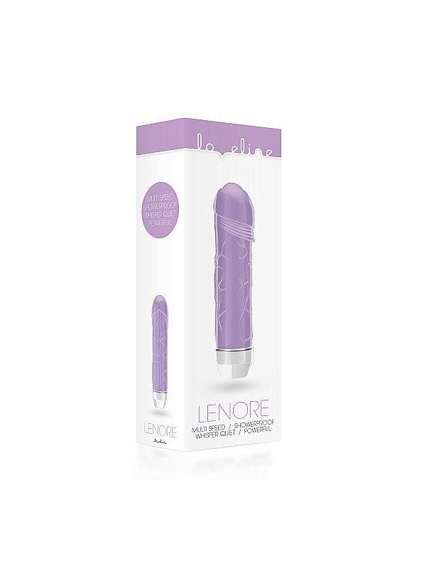 Фиолетовый вибратор Lenore с тонкими венками - 14,5 см.