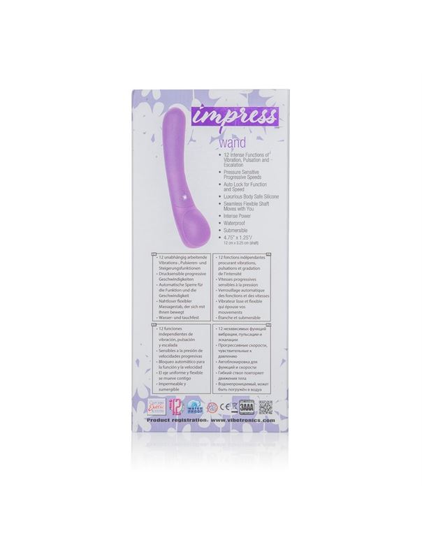 Фиолетовый вибромассажер Impress Wand - 12 см.
