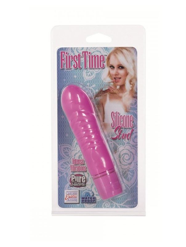 Розовый вибратор First Time Silicone Stud (13 см)