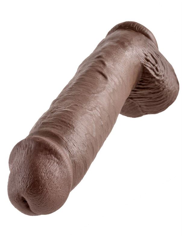 Коричневый фалоимитатор-гигант на присоске 11" Cock with Balls (28 см)