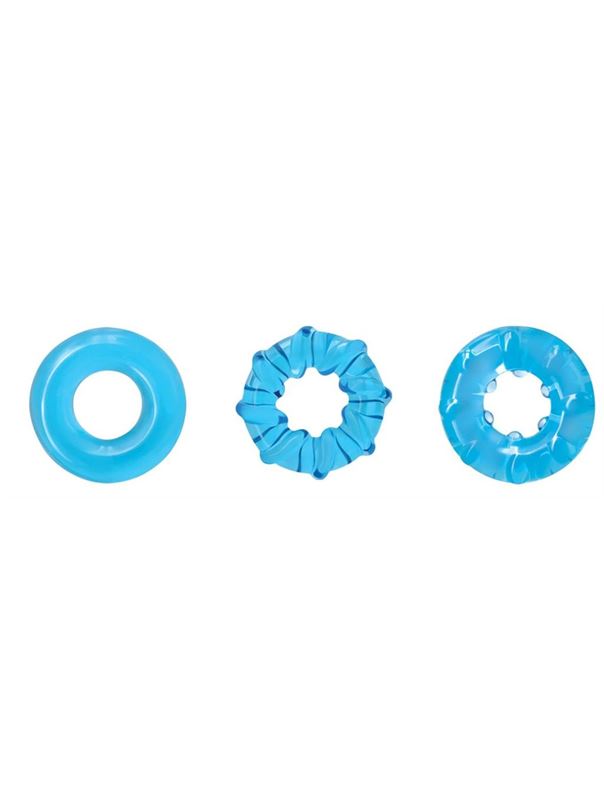 Набор из 3 голубых эрекционных колец Dyno Rings