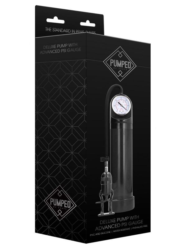 Черная вакуумная помпа с манометром Deluxe Pump With Advanced PSI Gauge