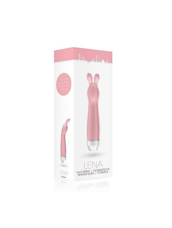 Розовый вибратор с ушками Lena - 17,2 см.
