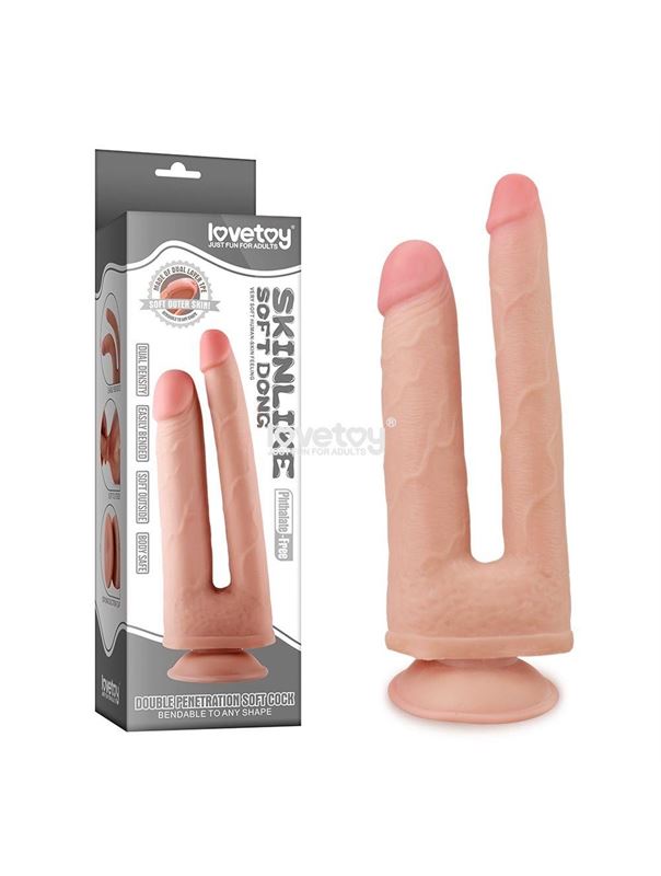 Двойной фаллоимитатор Skinlike Double Penetration Soft Cock (25 см)