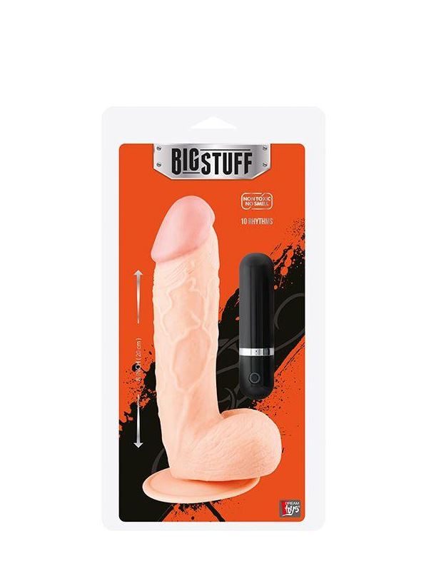 Телесный вибратор-реалистик BIGSTUFF 8INCH FLESH - 20 см.