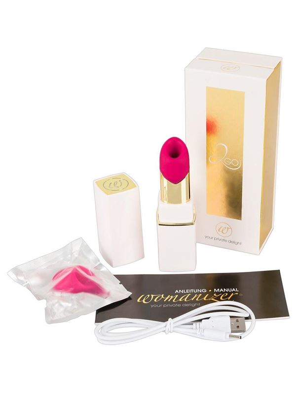 Бесконтактный стимулятор клитора в форме помады Womanizer W-260 2GO в белом корпусе