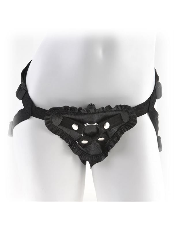 Женские трусики с рюшами для крепления страпона Leather Lovers Harness