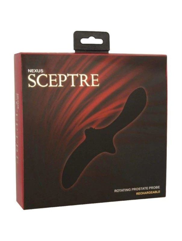 Черный массажер простаты Sceptre с ротацией (21 см)