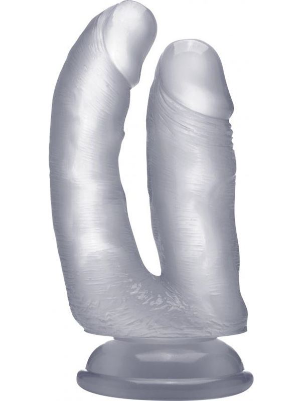 Прозрачный анально-вагинальный фаллоимитатор Realistic Double Cock 6,5 Inch - 16,5 см.