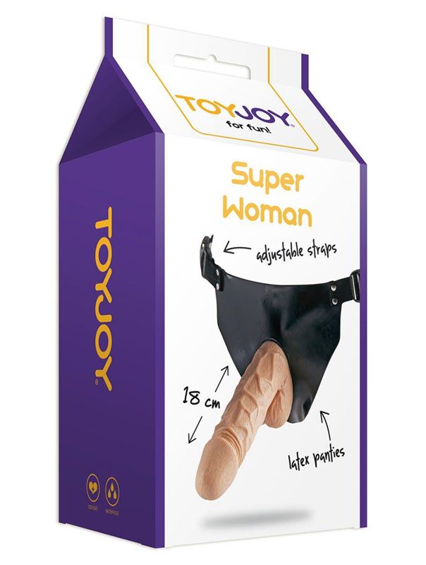 Телесный страпон SUPERWOMAN STRAP-ON - 18 см.