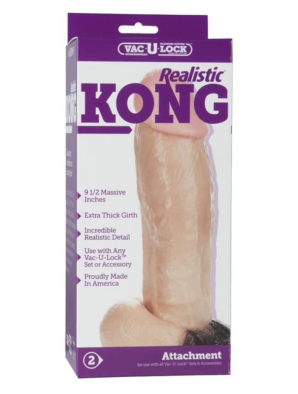 Насадка-фаллопротез с волосками Vac-U-Lock Realistic Kong (23 см)
