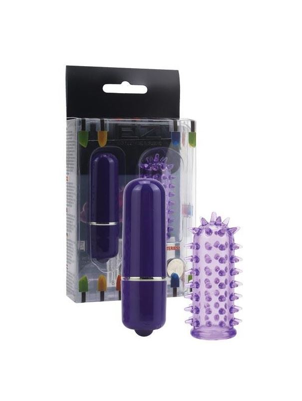 Фиолетовый мини-вибратор с насадкой Powerful Mini Massager (5 см)