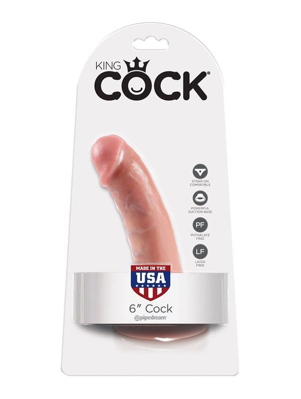 Телесный фаллоимитатор 6" King Cock на присоске (15,2 см)