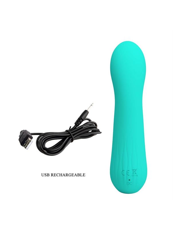 Бирюзовый изогнутый вибратор Faun (15 см)