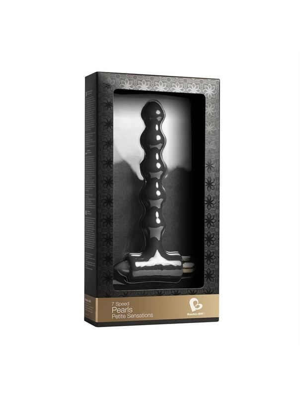 Чёрная анальная цепочка с вибрацией PETITE SENSATIONS PEARLS BLACK - 16,9 см.