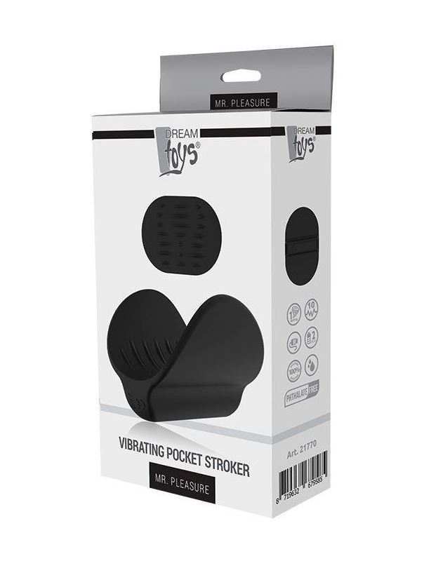 Черный мастурбатор Vibrating Pocket Stroker с вибрацией