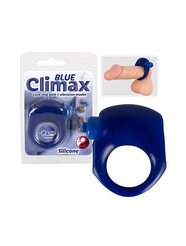 Синее виброкольцо для пениса Blue Climax