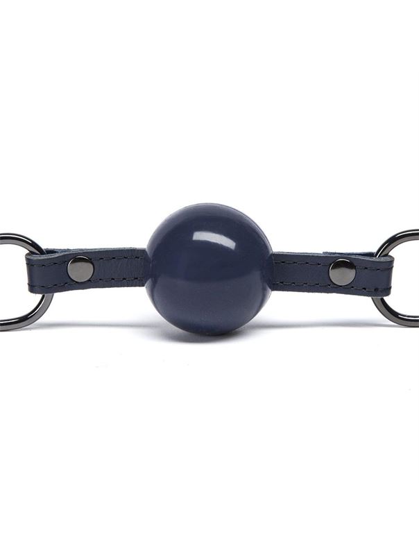 Тёмно-синий кляп-шар на кожаных ремешках DARKER LIMITED COLLECTION BALL GAG