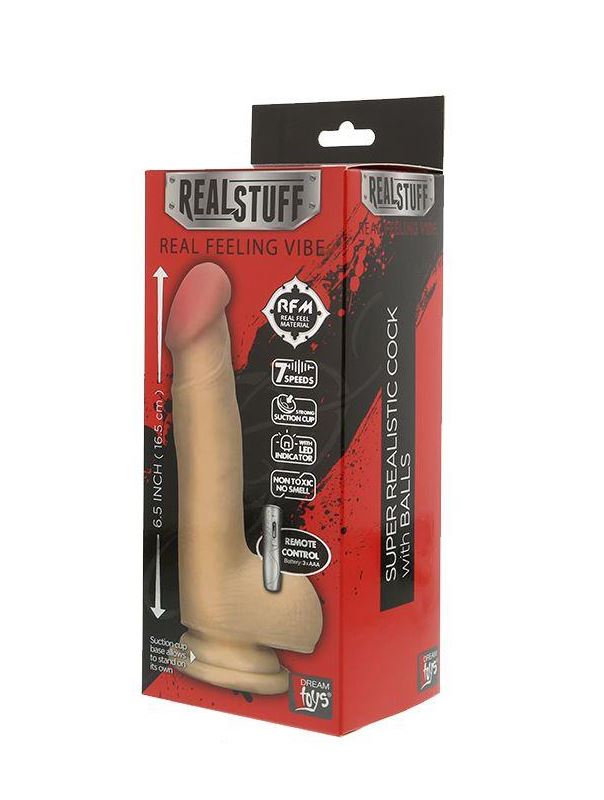 Реалистичный вибромассажёр на присоске REALSTUFF 6.5INCH VIBRATOR - 16,5 см.