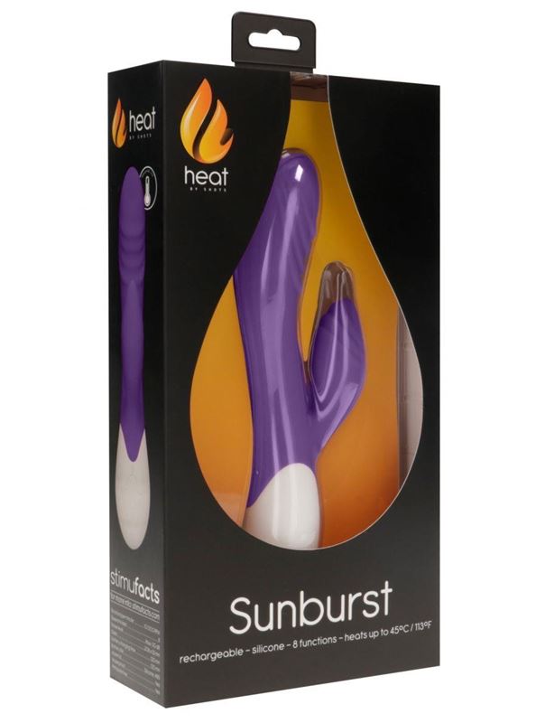 Фиолетовый вибратор кролик Sunburst с функцией нагрева (20 см)