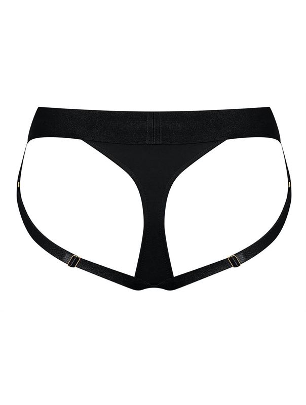 Черные трусики для насадок Heroine Lingerie Harness - размер S