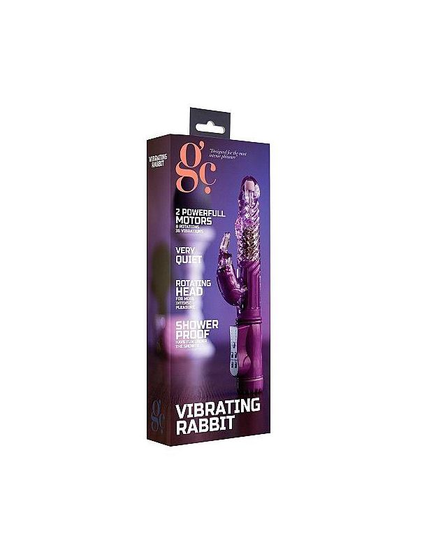 Фиолетовый вибратор Vibrating Rabbit с клиторальным отростком - 22 см.