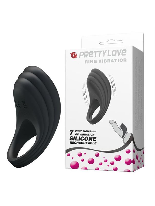 Чёрное перезаряжаемое эрекционное кольцо Pretty Love - Ring Vibratior с вибрацией