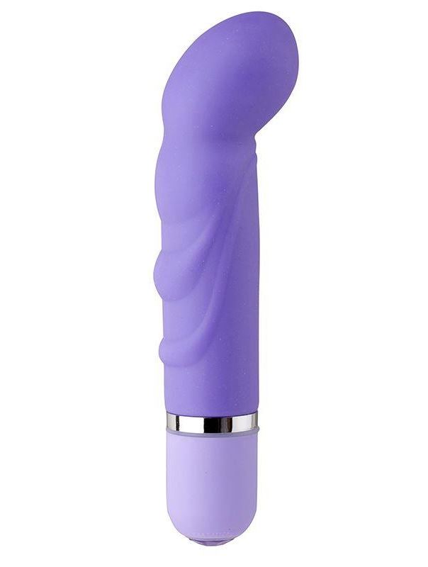 Фиолетовый мини-вибратор с загнутым кончиком NEON VIBE ROCKER PURPLE - 10,2 см.
