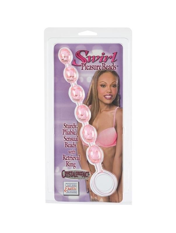 Розовая анальная цепочка SWIRL PLEASURE BEADS (20 см)