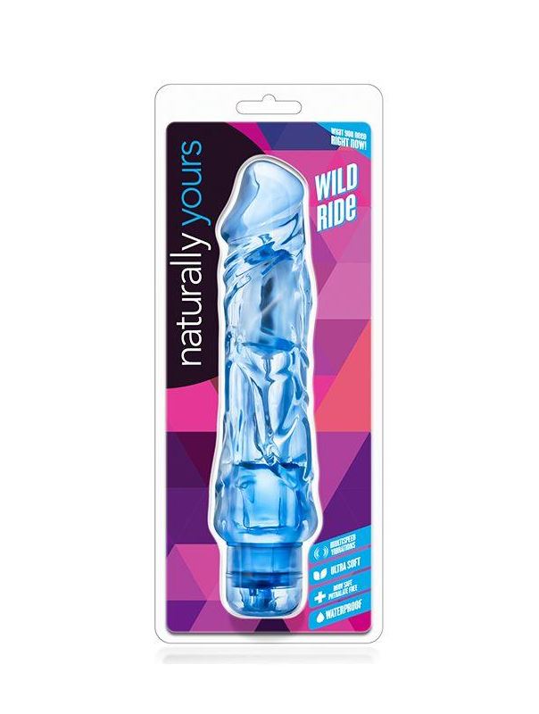 Голубой вибратор реалистик Wild Ride (23,5 см)