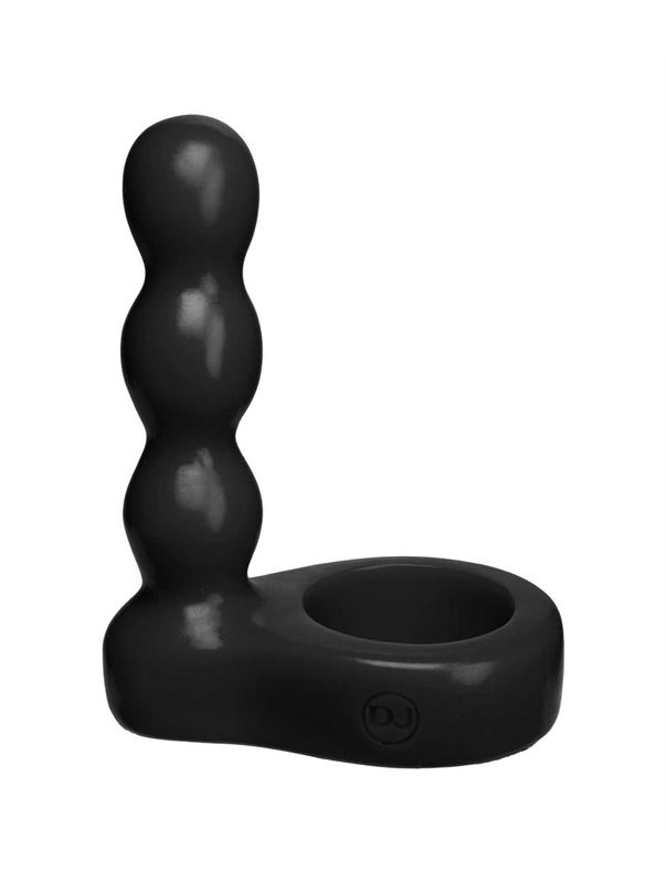 Черный анальный стимулятор с силиконовым кольцом Platinum Premium Silicone - The Double Dip 2