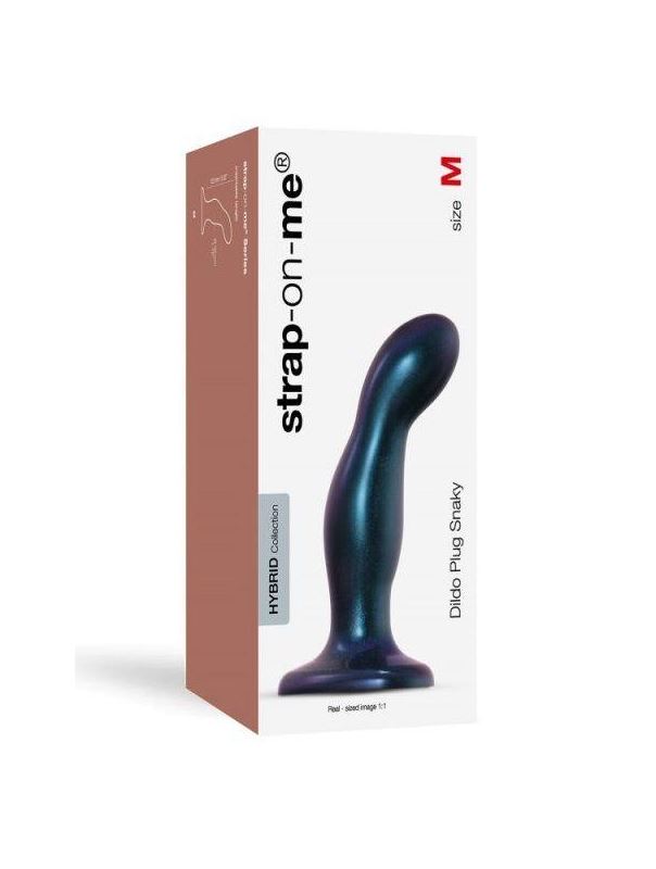 Темно-синяя насадка Strap-On-Me Dildo Plug Snaky - размер M