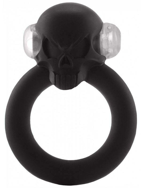 Чёрное виброкольцо Shadow Skull Cockring с черепом