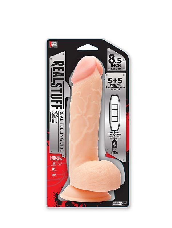 Телесный USB-вибратор REALSTUFF 8.5INCH (22 см)