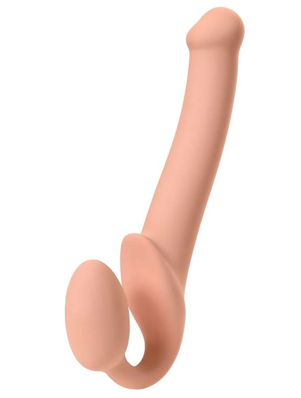 Телесный безремневой страпон Silicone Bendable Strap-On XL