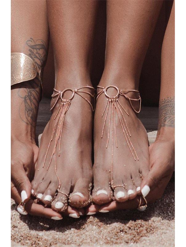Золотистые браслеты на ноги Magnifique Feet Chain
