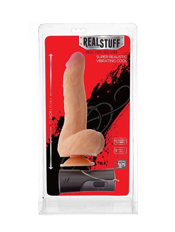 Реалистичный вибромассажёр REALSTUFF 7.5INCH VIBRATOR - 19 см.