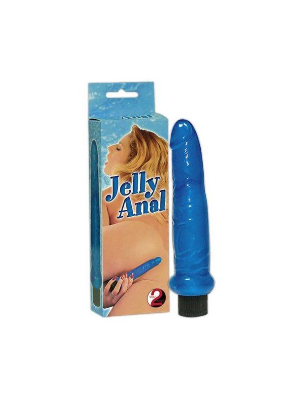 Голубой гелевый анальный вибратор Jelly Anal (17 см)