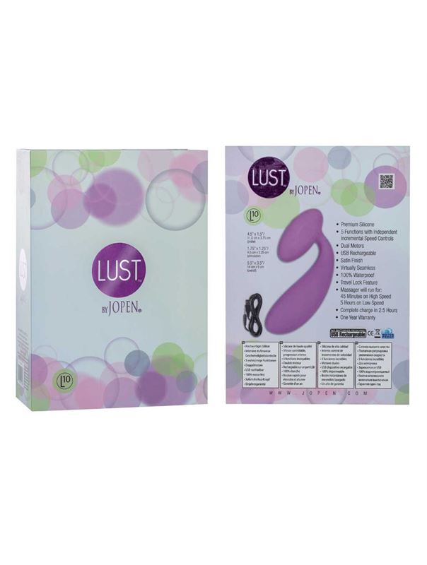 Фиолетовый изогнутый вибратор Lust by JOPEN L10