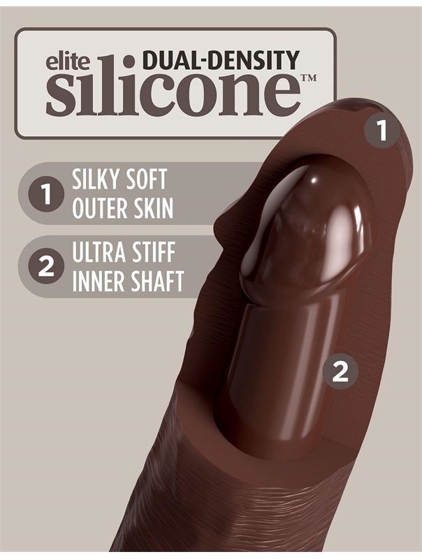 Коричневый фаллоимитатор King Cock Elite 7" Dual Density Silicone Cock (21 см)