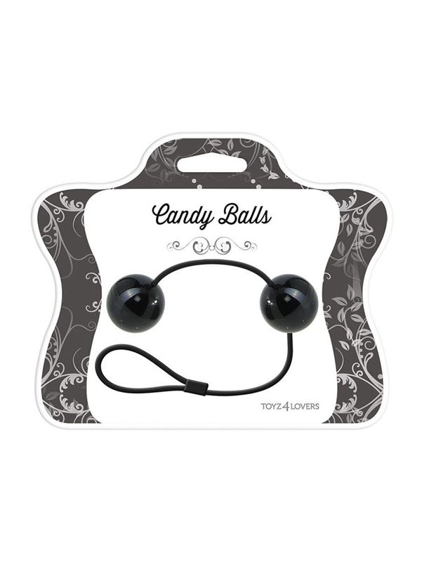 Черные вагинальные шарики Candy Balls с петелькой