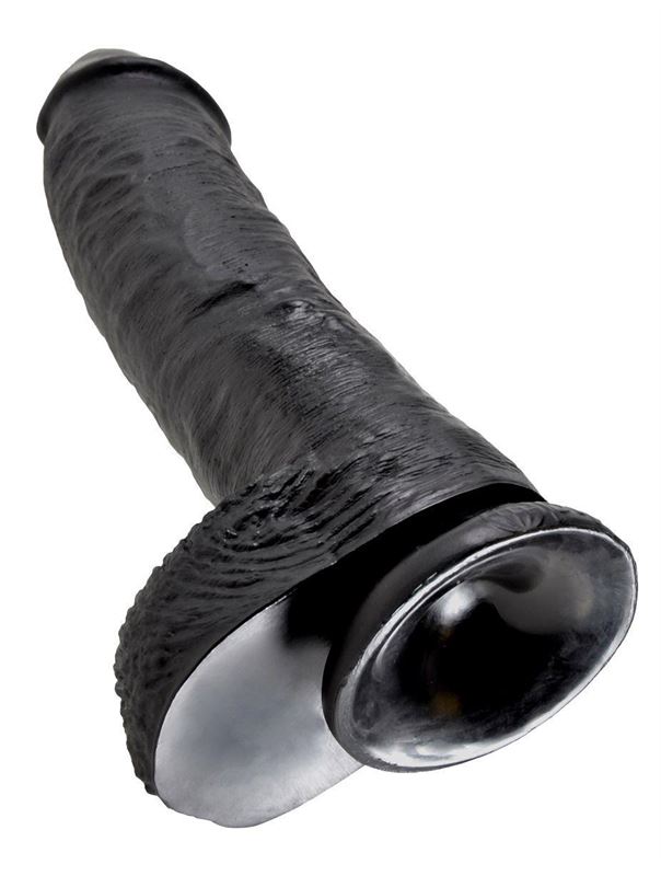 Реалистичный чёрный фаллоимитатор-гигант 10" Cock With Balls (25,4 см)