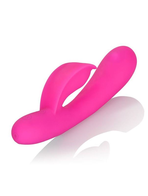 Розовый перезаряжаемый вибромассажер Embrace Massaging Tickle с движущимся шариком